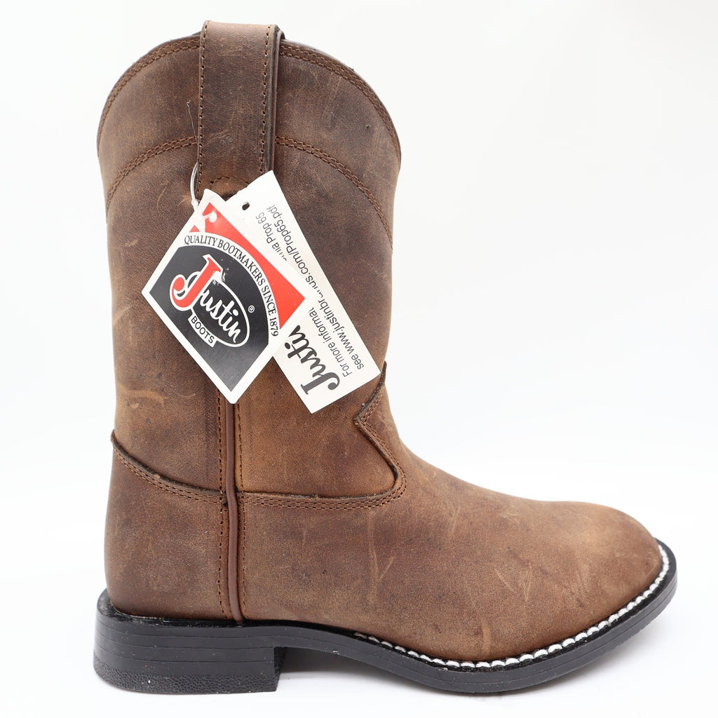 Justin Kids Western Boots 11.5 D Brown Leather 3410C NWT Deadstock New - take2supply