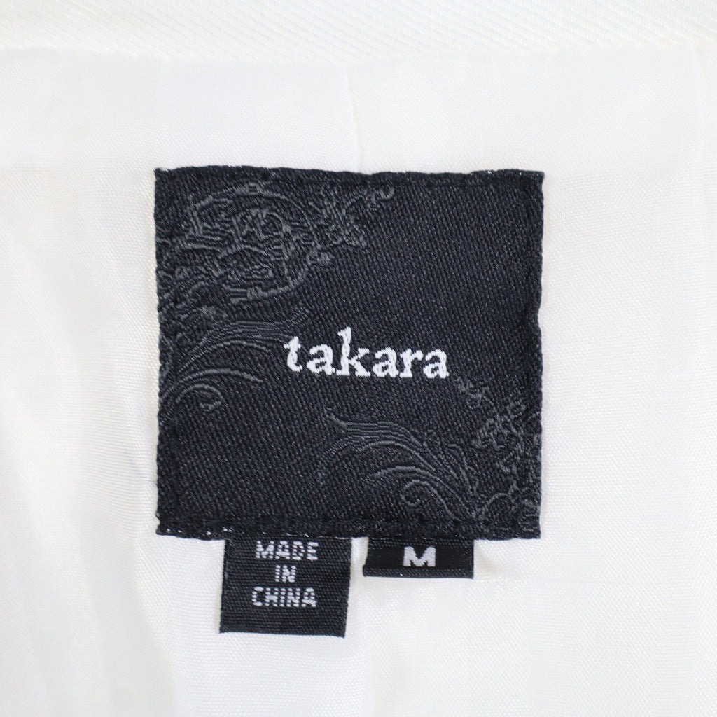 Takara Trench Coat Womens M White Belted Double Breasted Smocked NOS NWT - take2supply