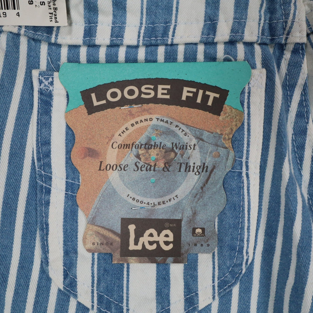 Lee Striped Shorts Girls 14 Slim Vintage 90s Blue White Cotton Loose Fit NWT - take2supply