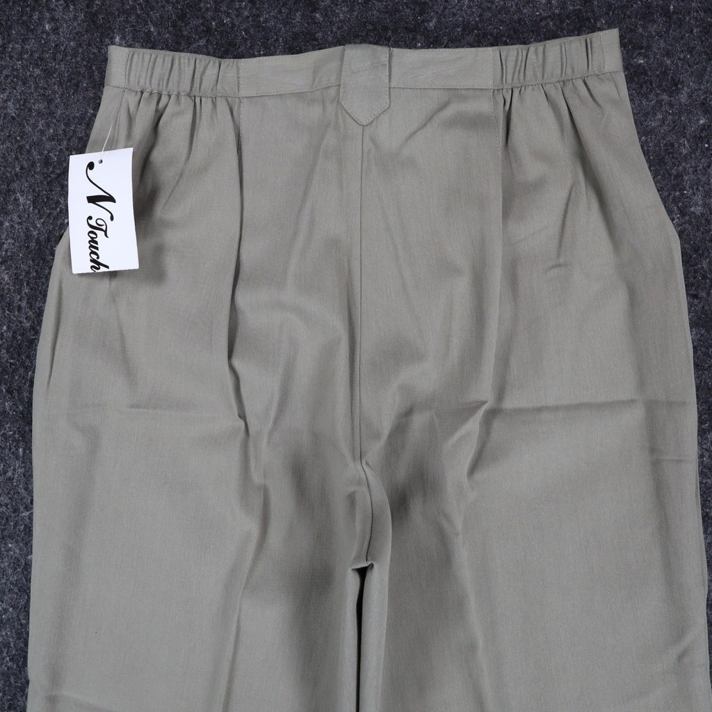 N Touch Pants Womens 10 Green Cotton Tencel Elastic Back Straight Leg 551M NWT - take2supply