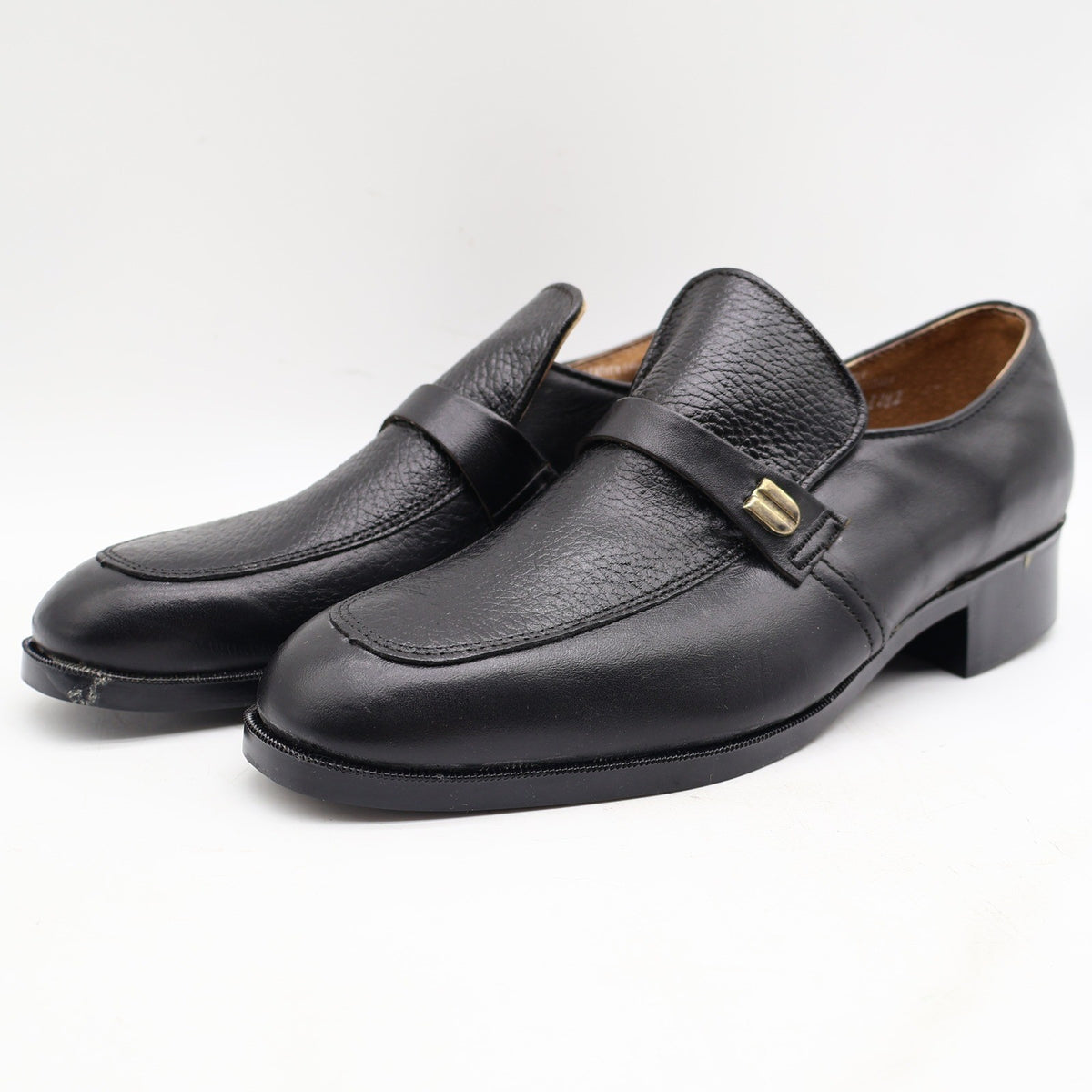 Barclay Slip On Loafers Mens 7 D Vintage Black Leather PermaSole USA 95183 - take2supply