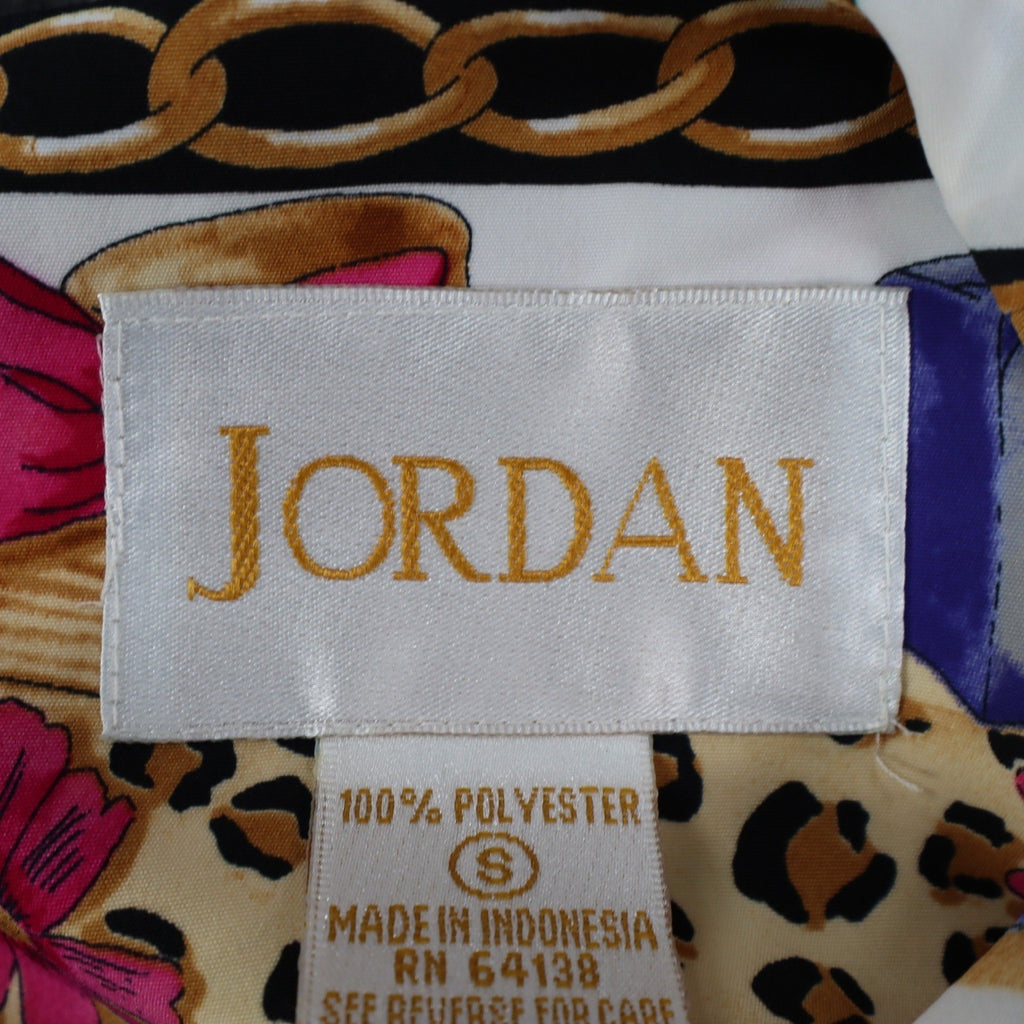 Jordan Top Womens Small Vintage 90s Novelty Print Leopard Chain Link SS NWT - take2supply