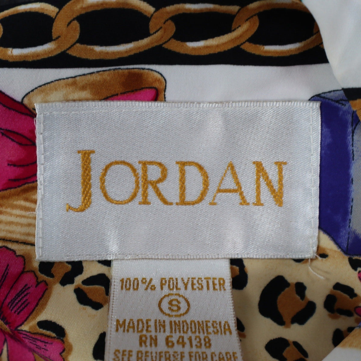 Jordan Top Womens Small Vintage 90s Novelty Print Leopard Chain Link SS NWT - take2supply