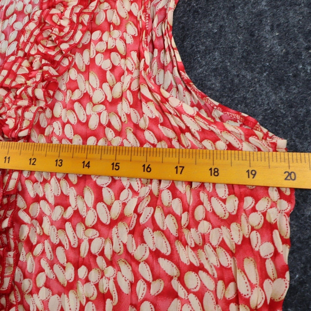 Piano Ruffle Blouse Womens XL Red Pleated Crinkle Sleeveless Sheer Top 07960 - take2supply