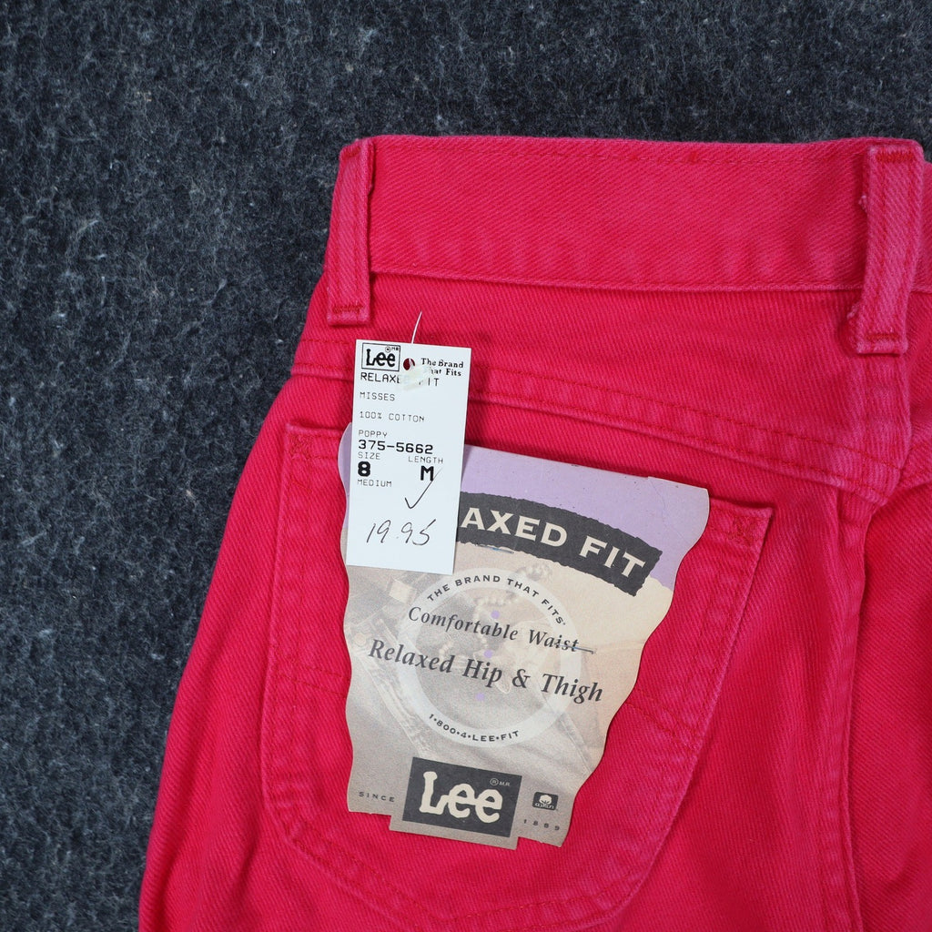 Lee Relaxed Fit Shorts Womens 8 Medium Vintage 90s Poppy Red Cotton Made in USA - take2supply