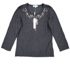 Carducci Beaded Embellished Top Womens Size S Black Rayon Blend 3/4 Sleeve NEW - take2supply