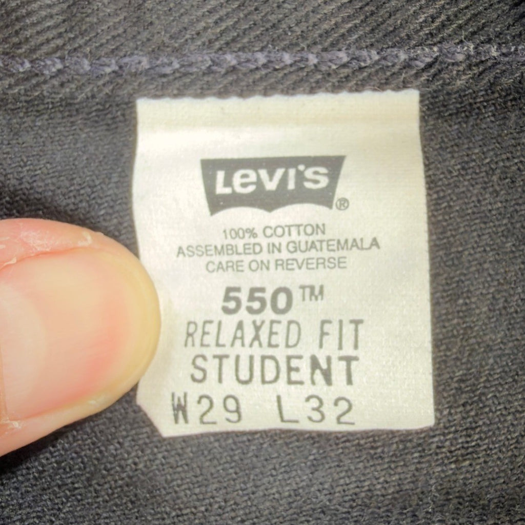 Levis 550 Student Jeans 29x32 Vintage 90s Relaxed Fit Black Cotton NWT Deadstock - take2supply