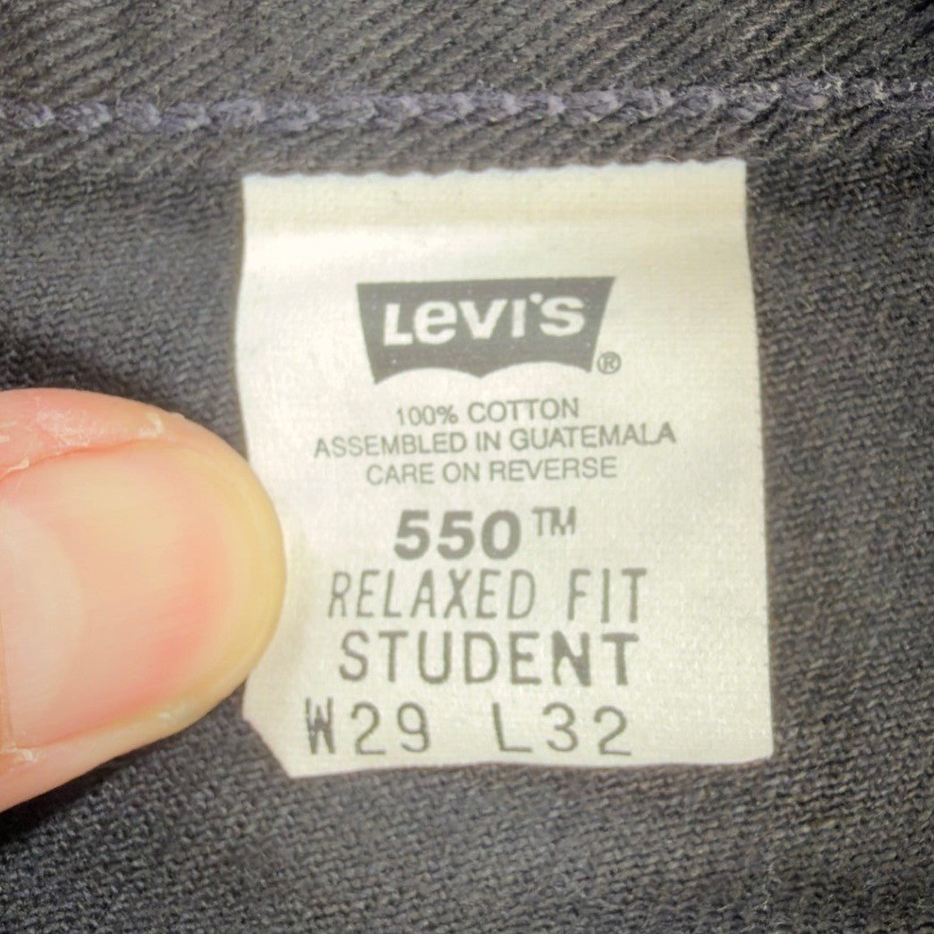 Levis 550 Student Jeans 29x32 Vintage 90s Relaxed Fit Black Cotton NWT Deadstock - take2supply