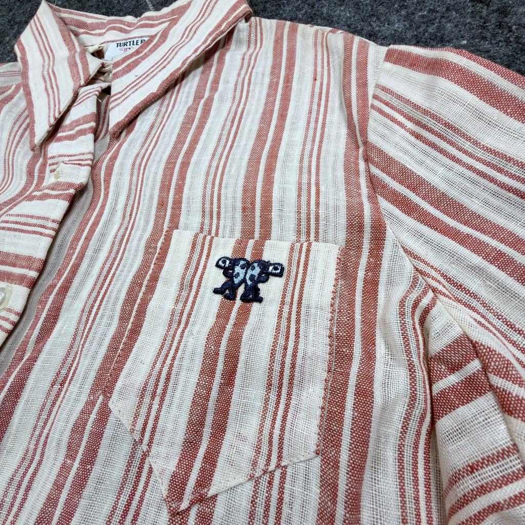 Turtle Bax Vintage 70s Striped Button Down Shirt Boys 15-16 Red White NWT - take2supply