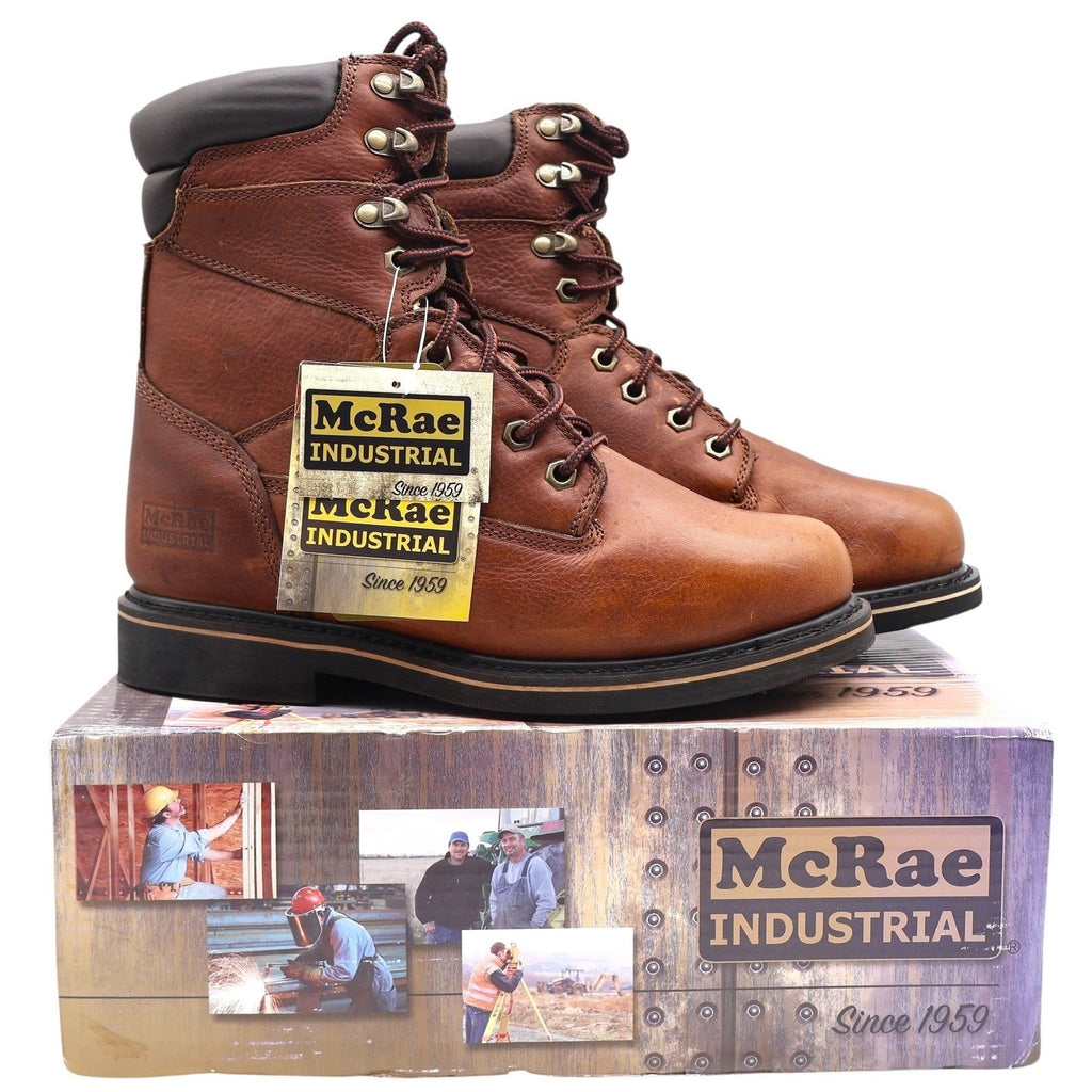 McRae Industrial Work Boots Mens 9W Brown Leather EH Rated Lace Up MR88122 NEW - take2supply