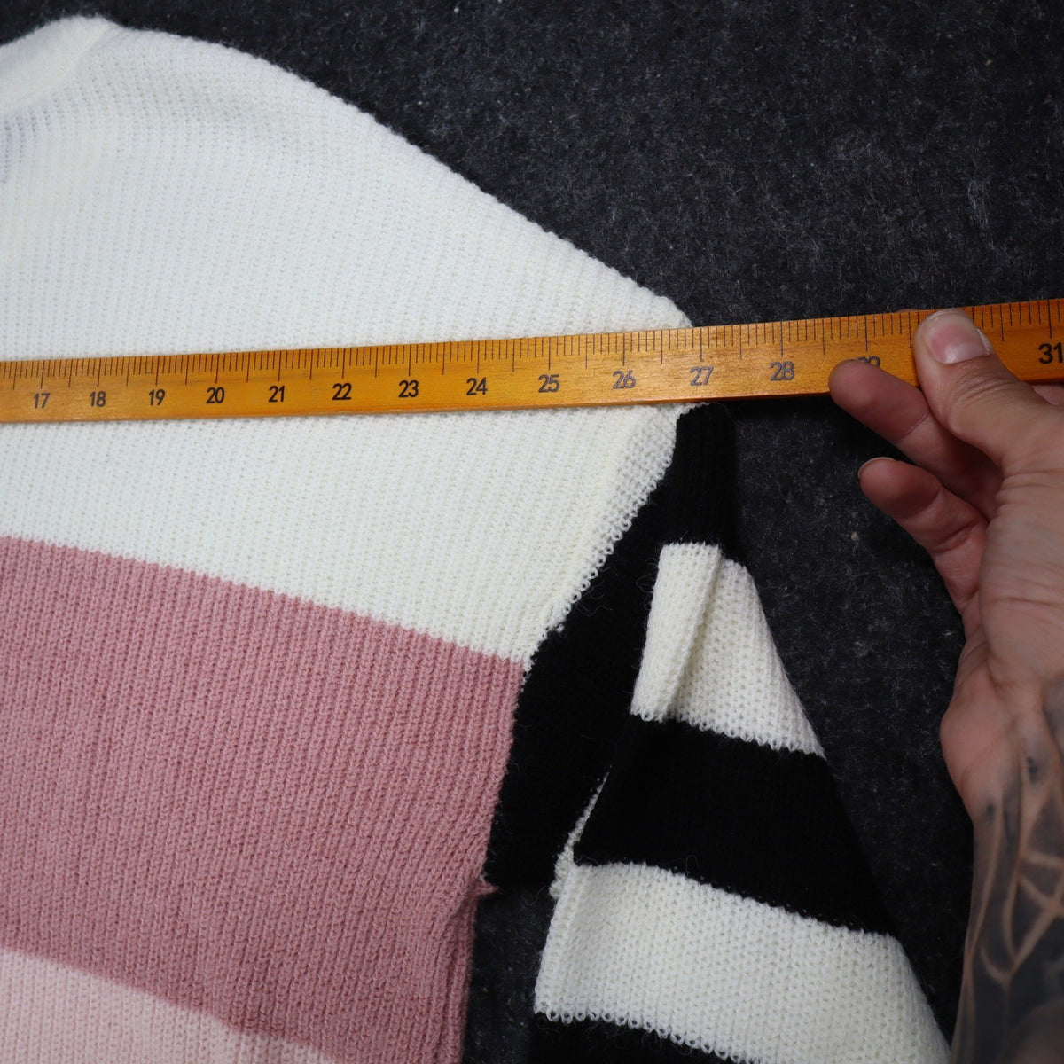 Hem & Thread Colorblock Striped Sweater Womens Large NWT Pink Brown Cream 7535 - take2supply