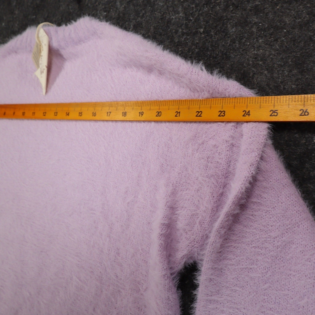 Hem & Thread Weekend Sweater Womens Large Lavender Fuzzy Eyelash Knit 31351 - take2supply