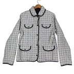 Marcona Reversible Quilted Jacket Womens Medium White Navy Grid Snap Front NWT - take2supply