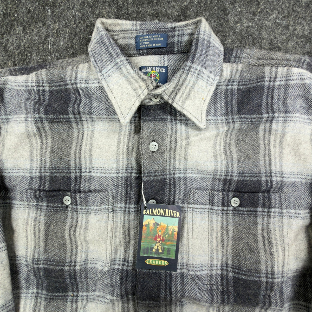 Salmon River Traders Plaid Flannel Shirt Mens XL Grey Wool Blend NWT C471 - take2supply