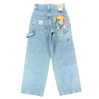 Back view of light blue Lee wide-leg carpenter jeans