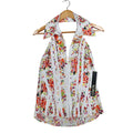 XOXO Halter Top Womens Size Medium NWT Floral Cotton Smocked Back White C759 - take2supply