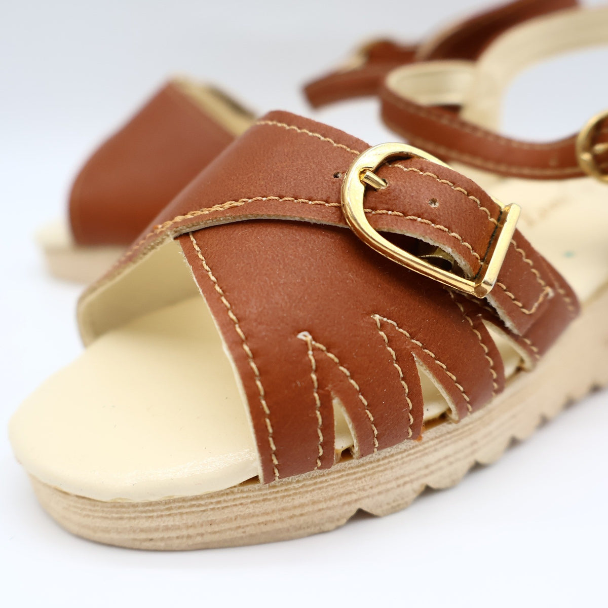 Party Lane Wedge Sandals Toddler Size 10 Vintage Brown Faux Leather Deadstock - take2supply