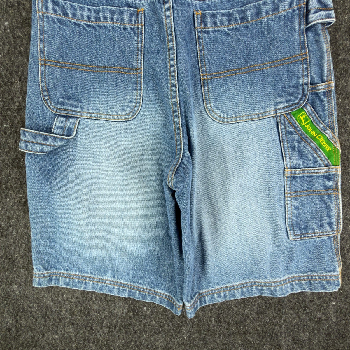 John Deere Y2K Carpenter Denim Shorts Boys 14 Blue Stone Wash NWT - take2supply