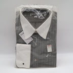 Domani Collection Dress Shirt 16.5 34/35 Gray White Collar French Cuffs New - take2supply
