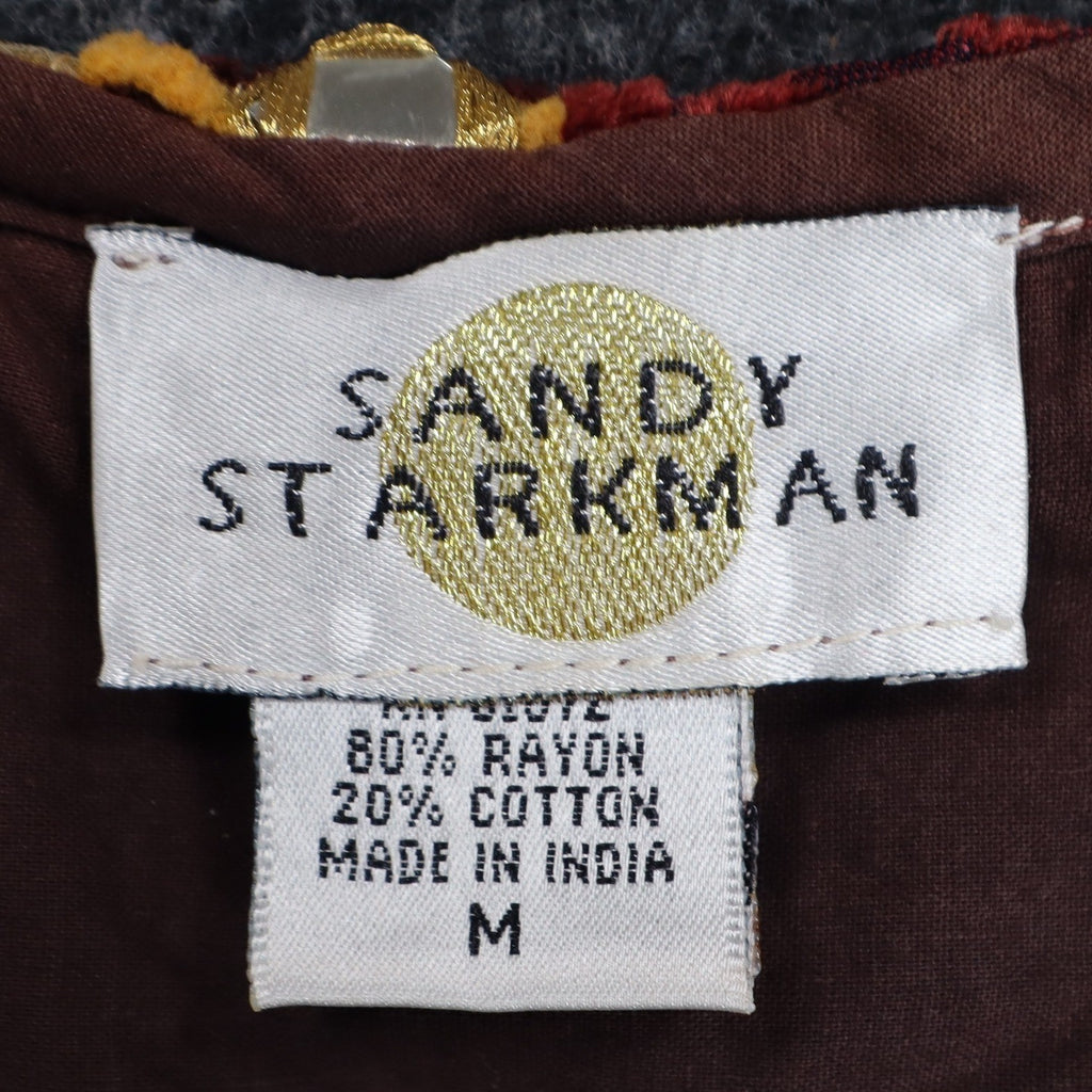 Sandy Starkman Patchwork Vest Womens M Vintage 90s Velvet Mirror Embellished New - take2supply
