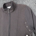 Erin London Quilted Zip Jacket Womens Small Black Chevron Mock Neck Grommet NEW - take2supply