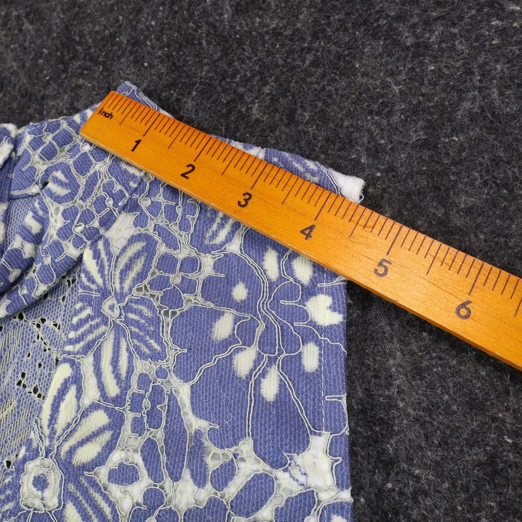 My Michelle Lace Sleeveless Top Womens Large Blue White Floral Choker Neck NWT - take2supply