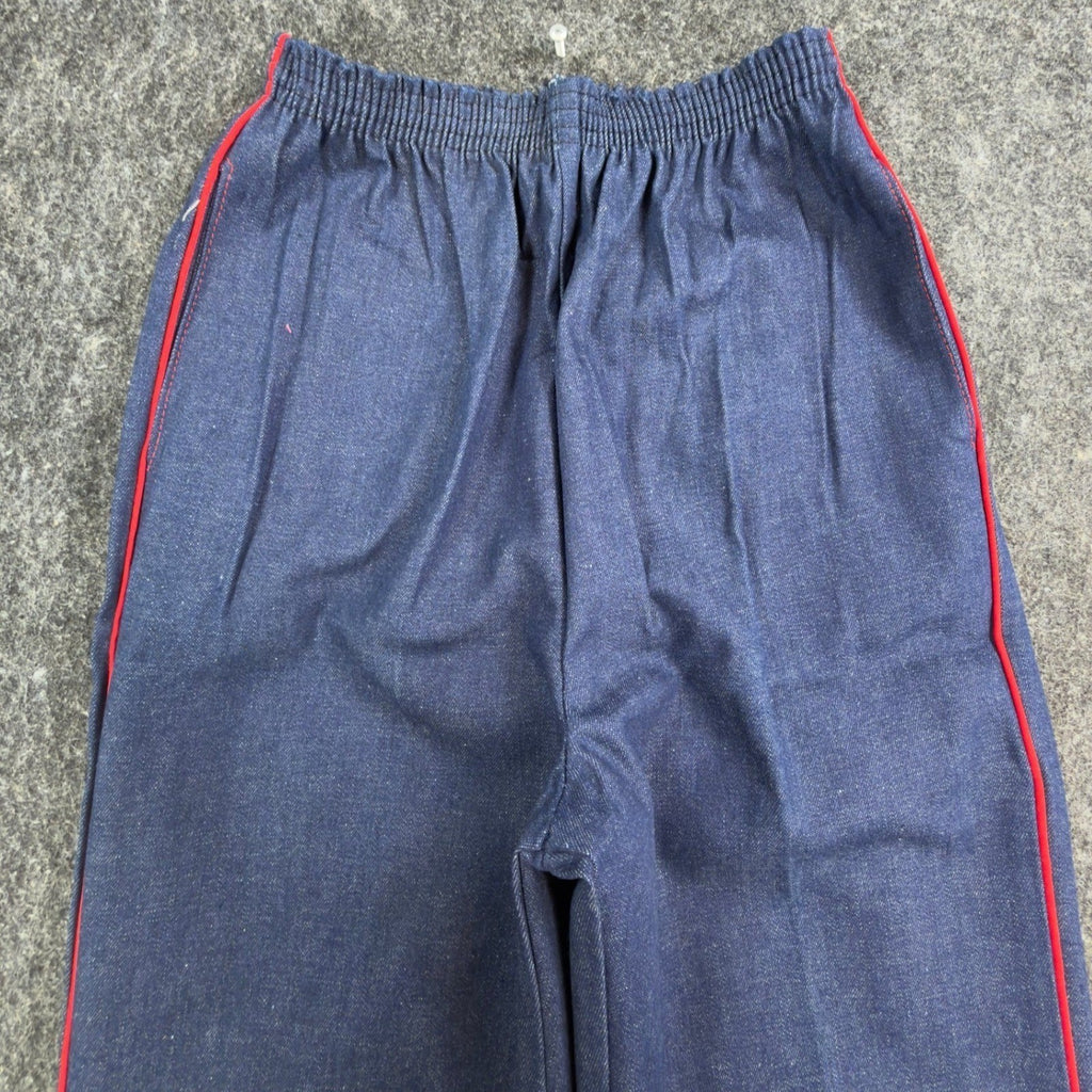 Maverick Vintage 80s Pants Girls 14 Blue Track Piping USA Made NOS NWT 24.5x30 - take2supply