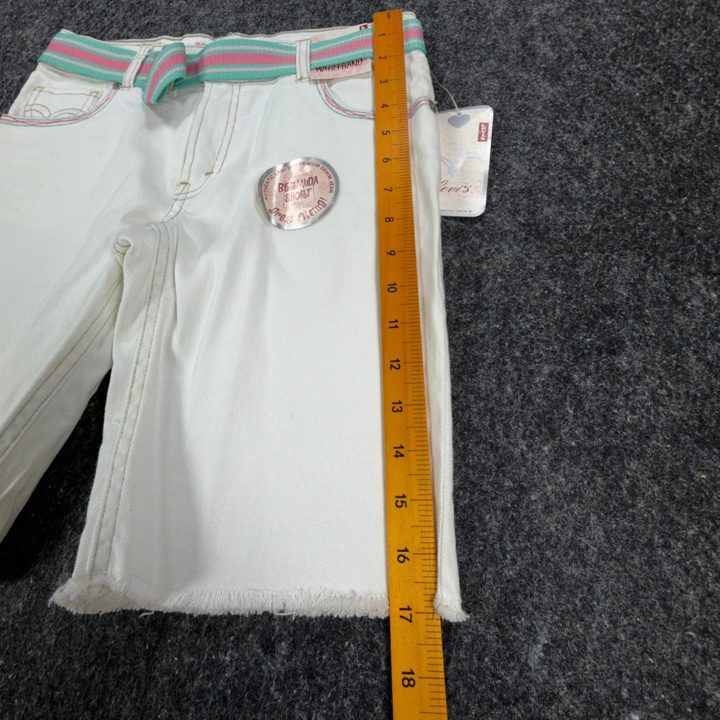 Levi's Y2K Bermuda Shorts Girls 14 White Ramie Cotton NWT C681 - take2supply
