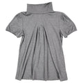AGB Mock Neck Top Womens Size S Gray Short Puff Sleeve Pleated Front 04-29J33 - take2supply