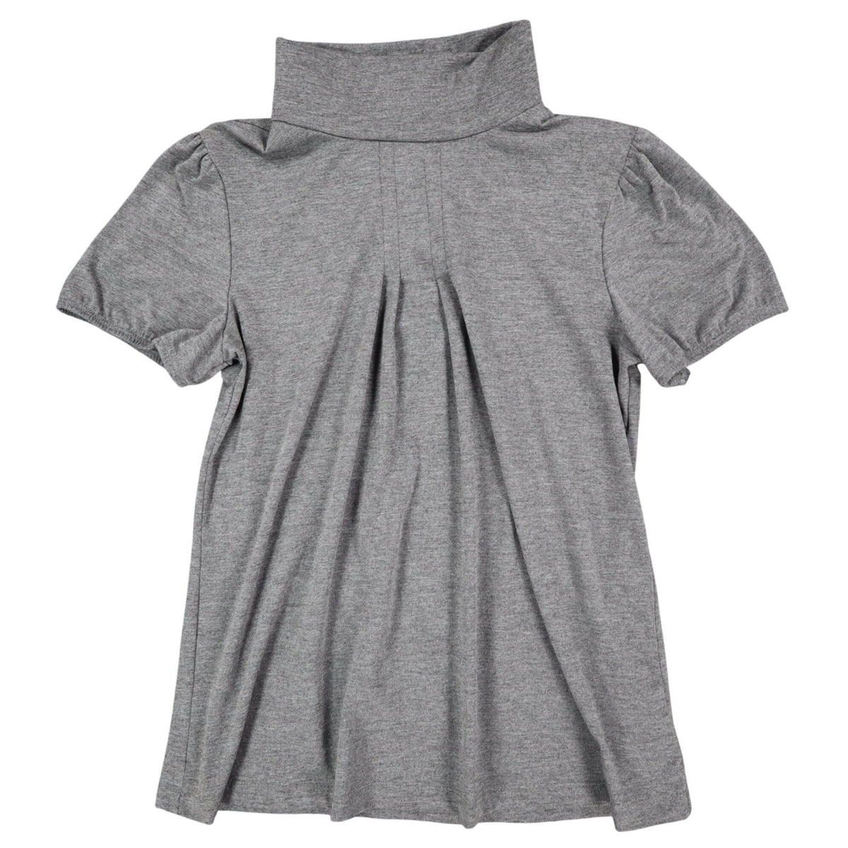 AGB Mock Neck Top Womens Size S Gray Short Puff Sleeve Pleated Front 04-29J33 - take2supply
