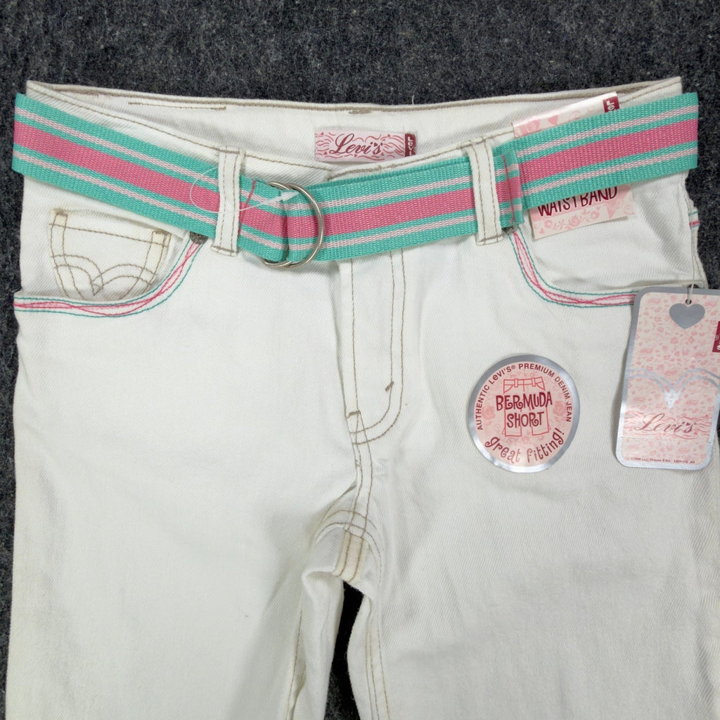 Levi's Y2K Bermuda Shorts Girls 12 White Denim NWT Deadstock - take2supply