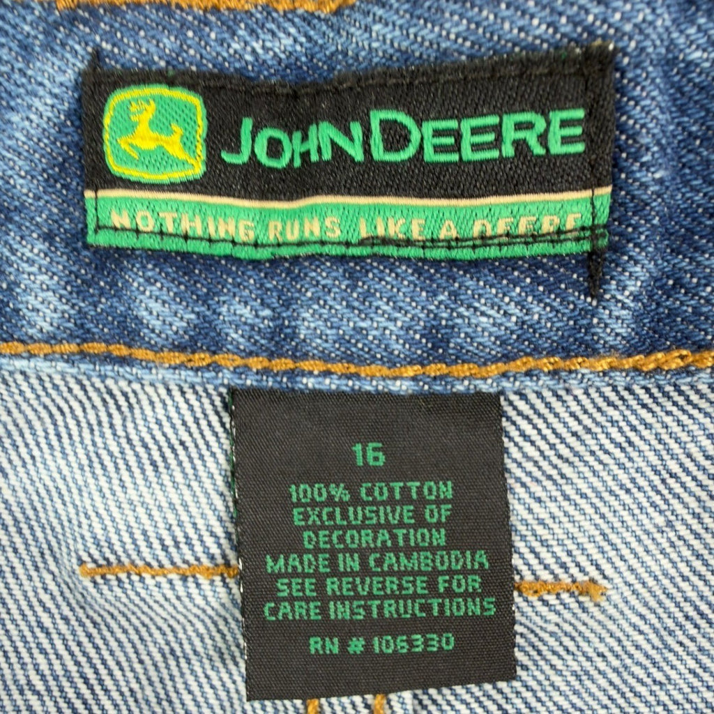John Deere Y2K Carpenter Denim Shorts Boys 16 Stone Wash Blue NWT Vintage Style - take2supply