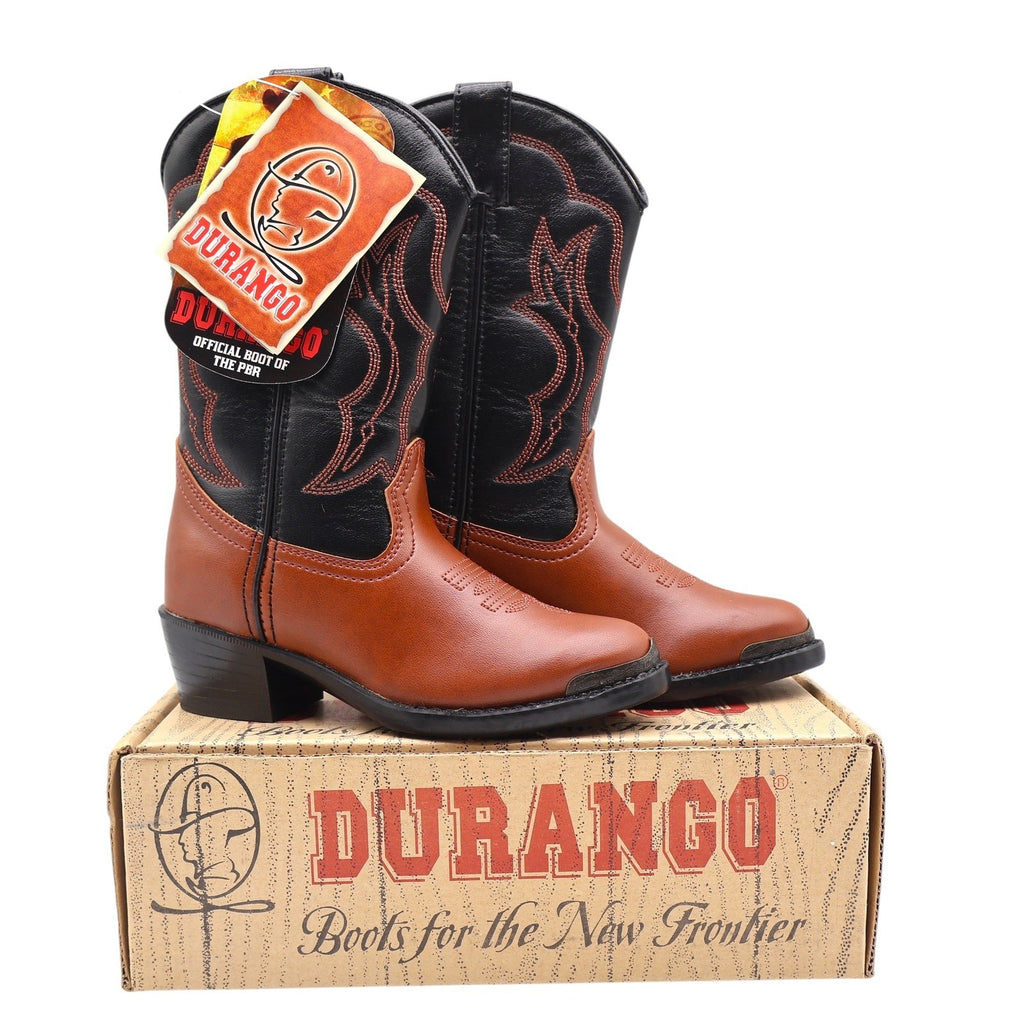 Durango Western Cowboy Boots Kids 10 D Rust Brown Black PBR BT464 New - take2supply