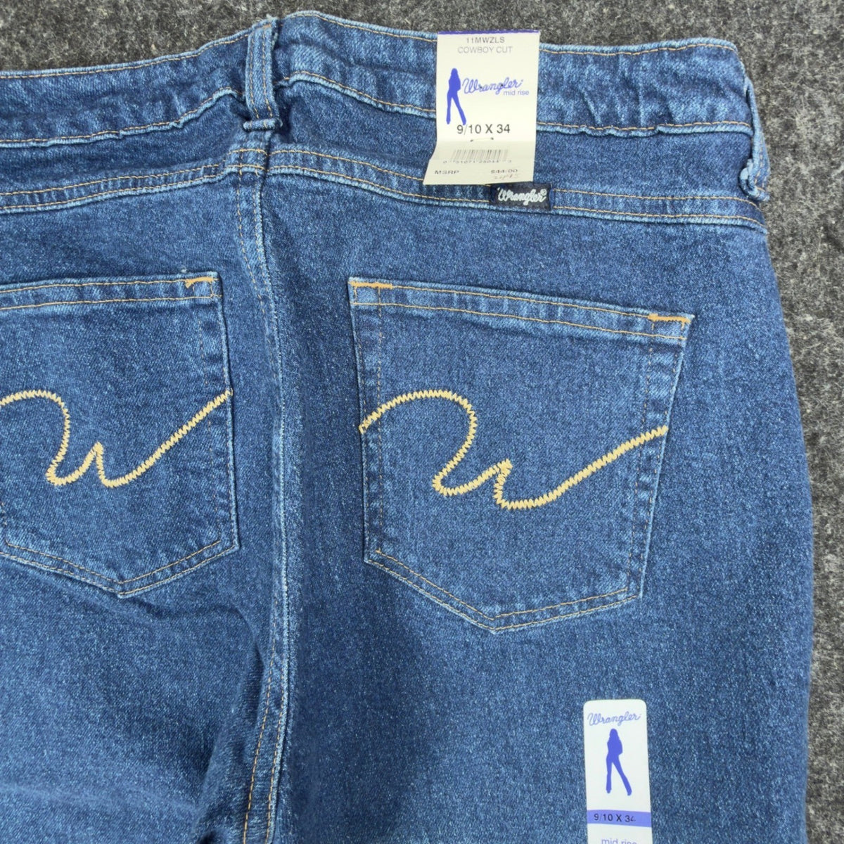 Wrangler Y2K Cowboy Cut Jeans Womens 9/10x34 Blue Denim Bootcut New C717 - take2supply
