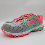 New Balance 680v3 Kids 4 Running Shoes Green Pink Grey KR680GKY Mesh Sneakers - take2supply