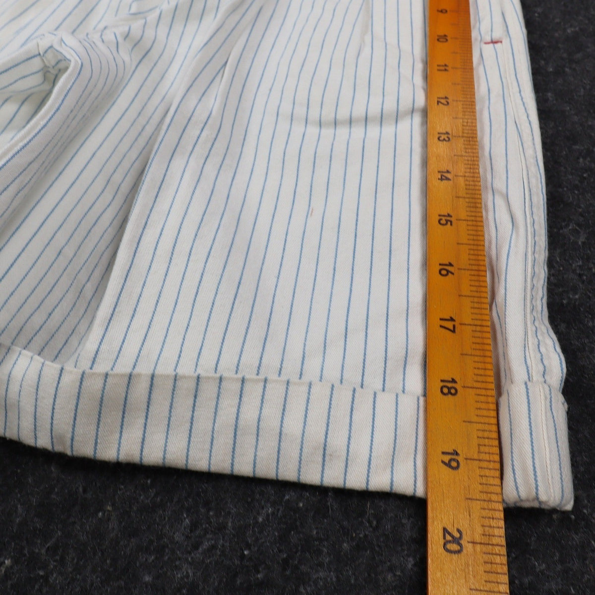 Lee Vintage 90s Striped Shorts Girls 14 White Blue Cotton High Waist Deadstock - take2supply
