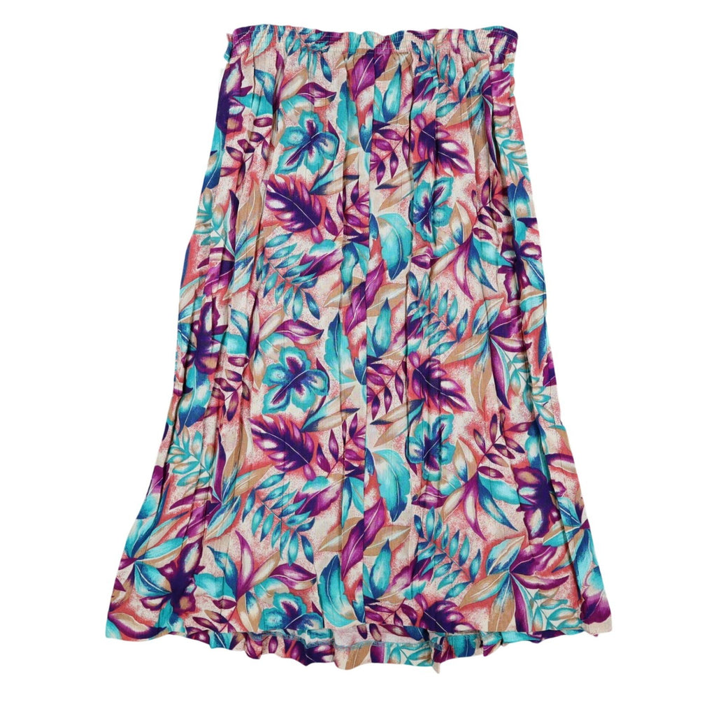 Xtrovert Skirt Womens 10 Vintage 90s Rayon Tropical Floral Pleated Midi USA NEW - take2supply