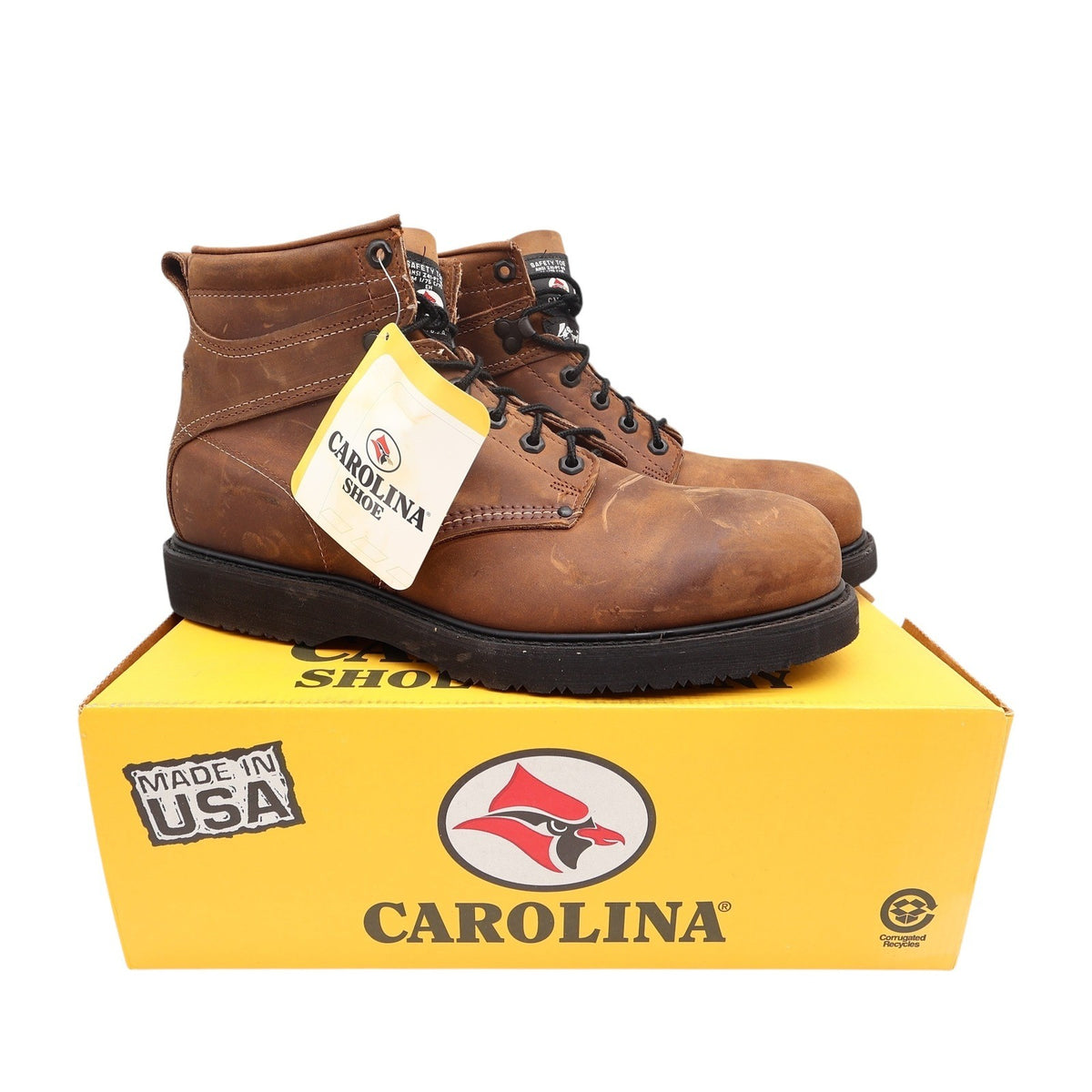 Carolina 6" Steel Toe Work Boots Mens 13 D Brown Leather Made in USA NWT - take2supply