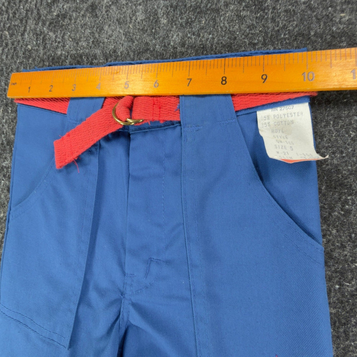 Vintage 70s Kids Trousers Boys 5 Slim Royal Blue Poly Cotton NWT C546 - take2supply