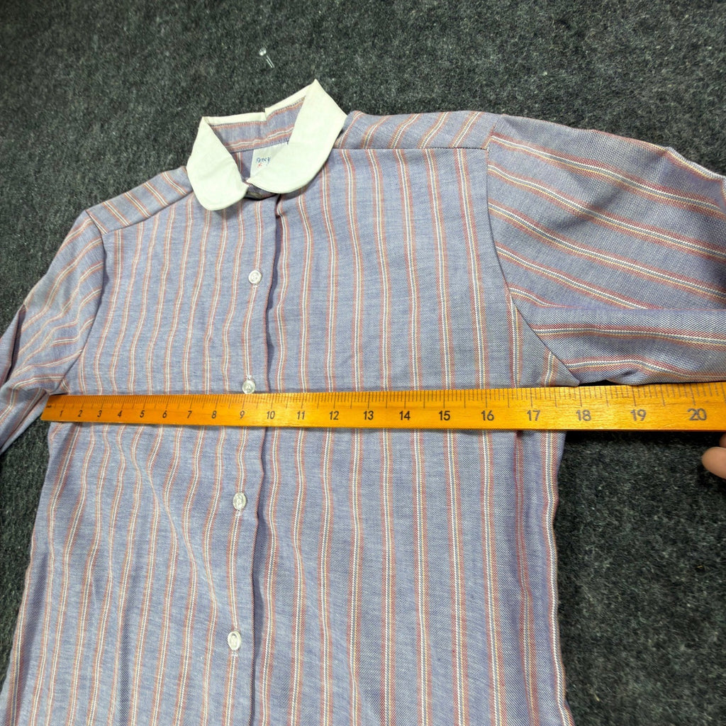 Fancy Free Vintage 70s Striped Blouse Girls 7 Blue Red White NWT - take2supply