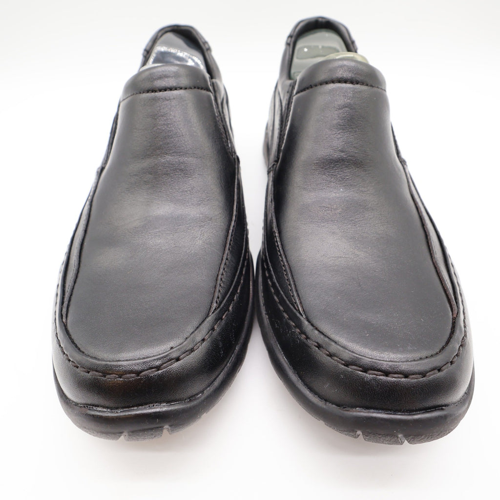 Hush Puppies Zone Slip On Loafers Mens 10 M Black Leather Comfort Shoes H100050 - take2supply