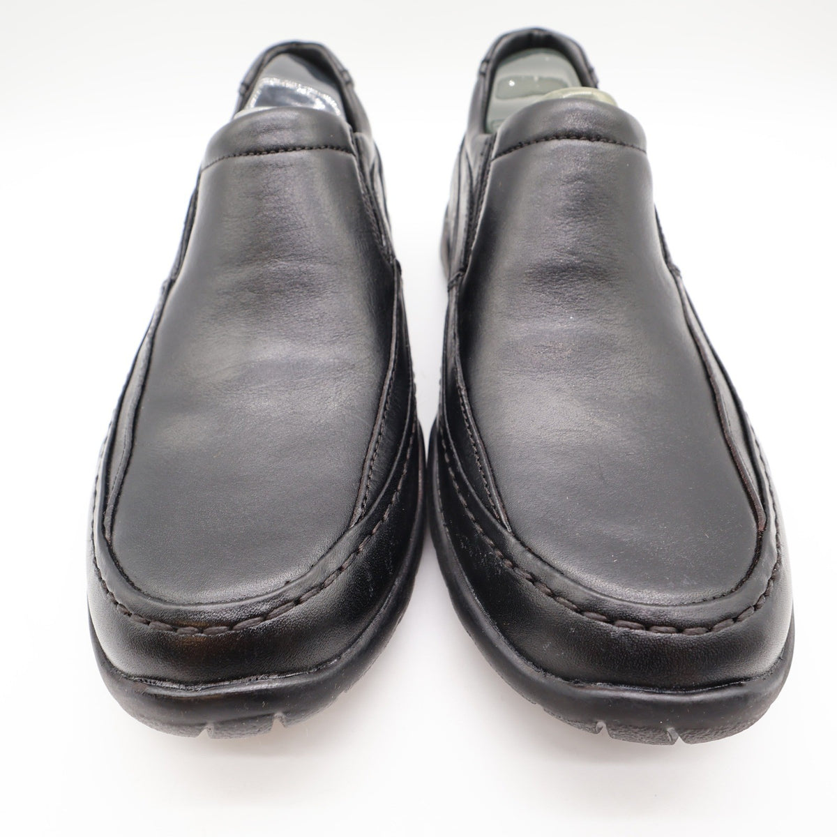Hush Puppies Zone Slip On Loafers Mens 10 M Black Leather Comfort Shoes H100050 - take2supply