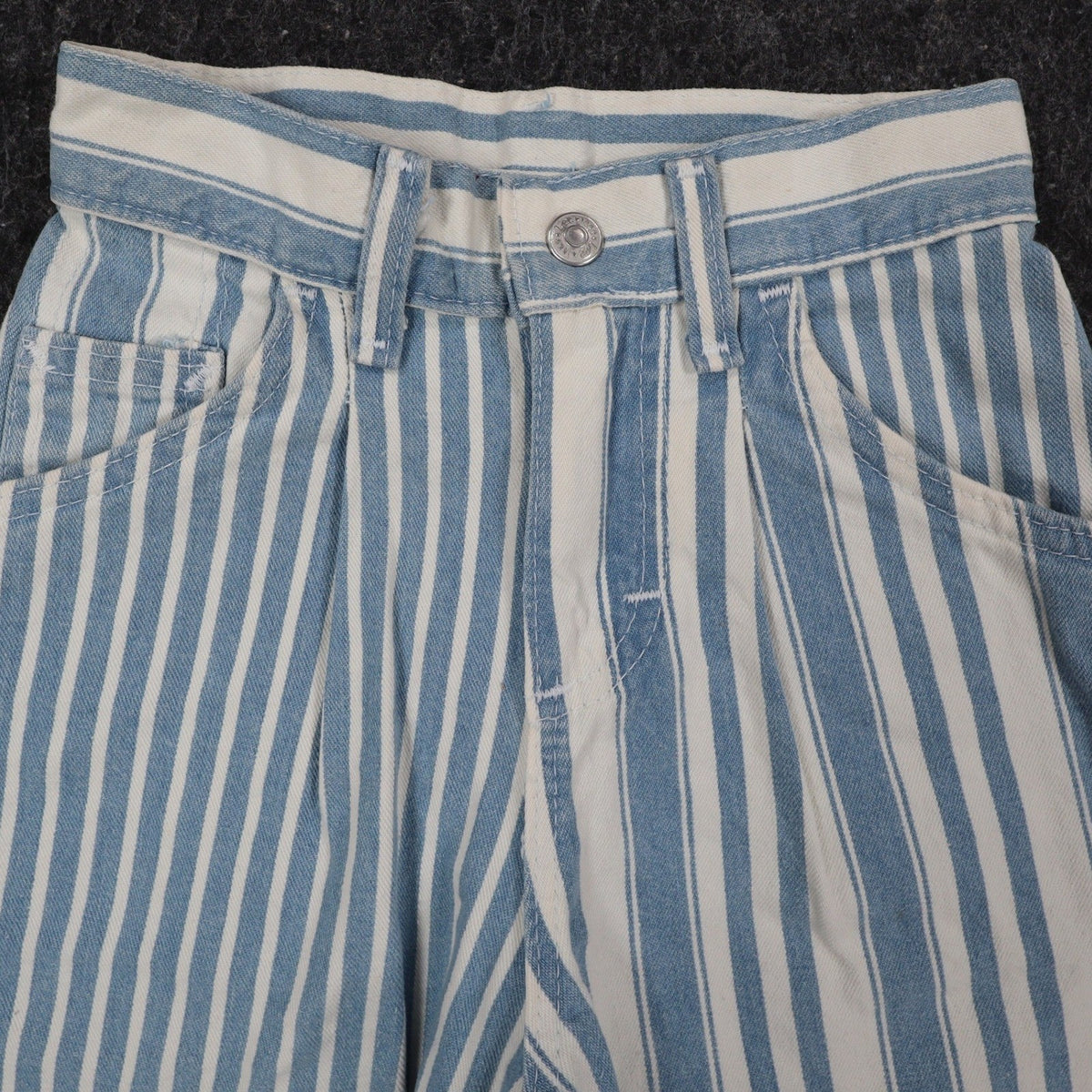 Lee Striped Denim Shorts Girls 7 Slim Vintage 90s Blue White Cotton Deadstock - take2supply