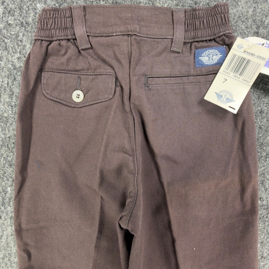 Dockers Vintage 90s Pleated Chino Pants Boys 7 Brown Cotton Slim NWT - take2supply