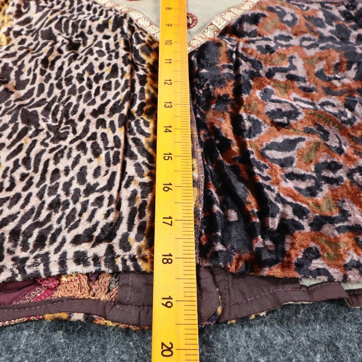 Sandy Starkman Patchwork Vest Womens M Vintage 90s Velvet Embellished Boho Brown - take2supply