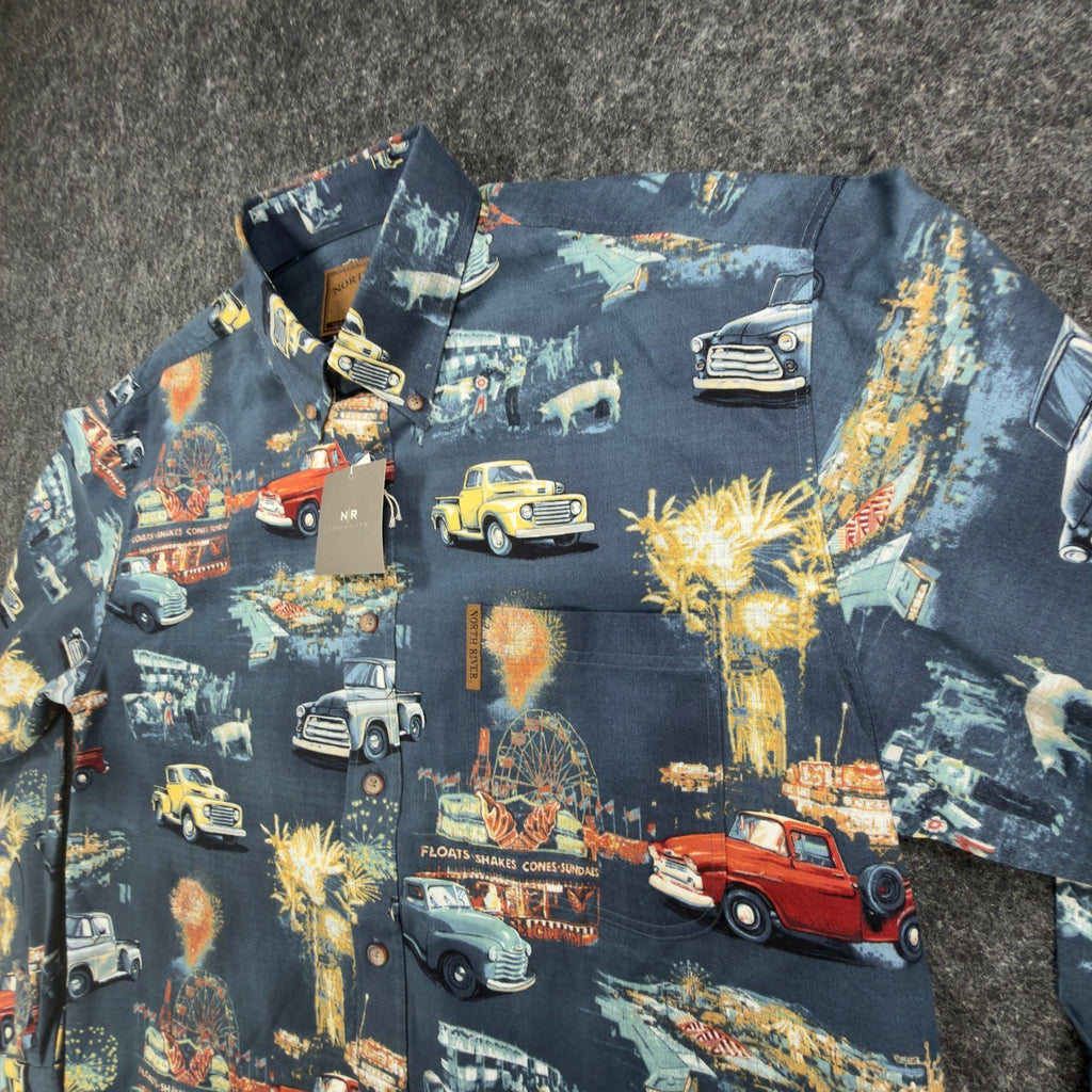 North River Americana Truck Shirt Mens Medium Black Cotton NWT Vintage Style - take2supply