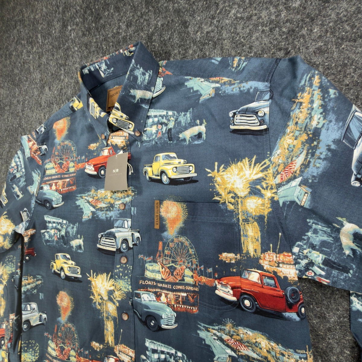 North River Americana Truck Shirt Mens Medium Black Cotton NWT Vintage Style - take2supply