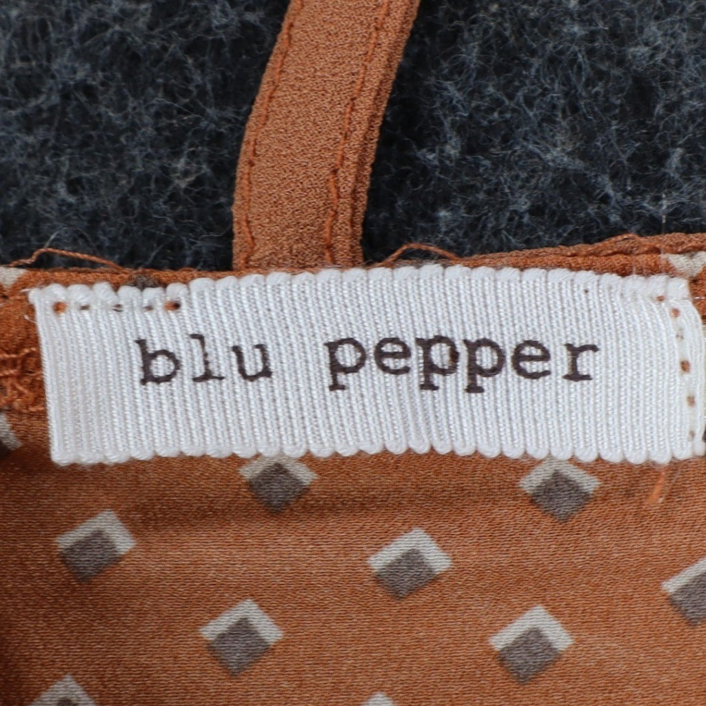 Blu Pepper Sleeveless Dress Small Rust Orange Lattice Cage Back Geometric Print - take2supply