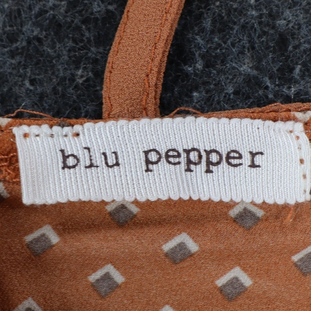 Blu Pepper Sleeveless Dress Small Rust Orange Lattice Cage Back Geometric Print - take2supply
