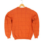 IZOD Sweater Mens Medium Orange 100% Cotton Crewneck Grid Texture Knit Classic - take2supply